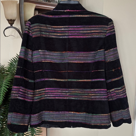Vintage Sag Harbor Full Zip Multicolored Metallic Striped Suit Jacket Blazer - Picture 6 of 13